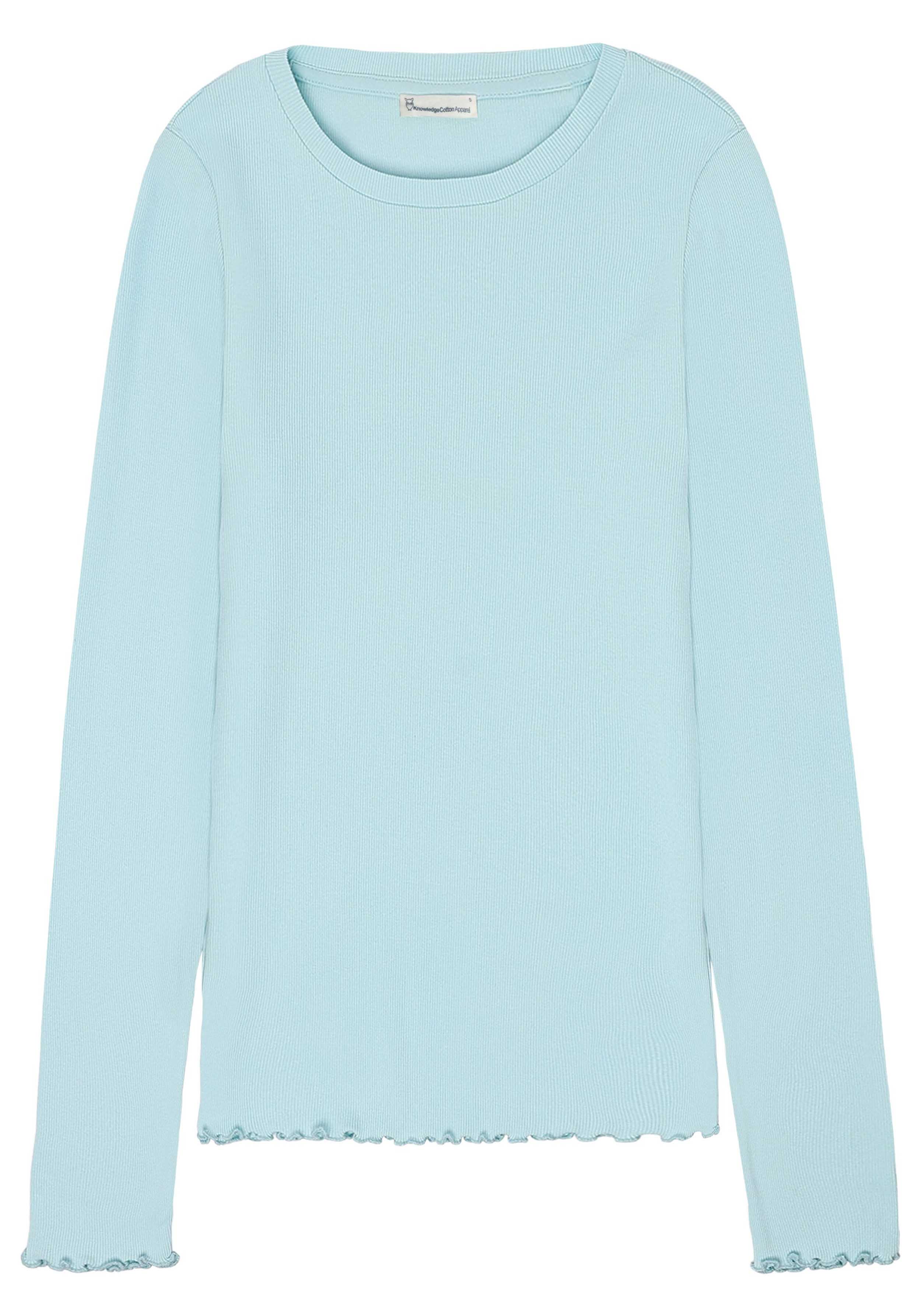 Knowledge Cotton Apparel Longsleeve Rib With Ruffle Hemming Aqua-Esque