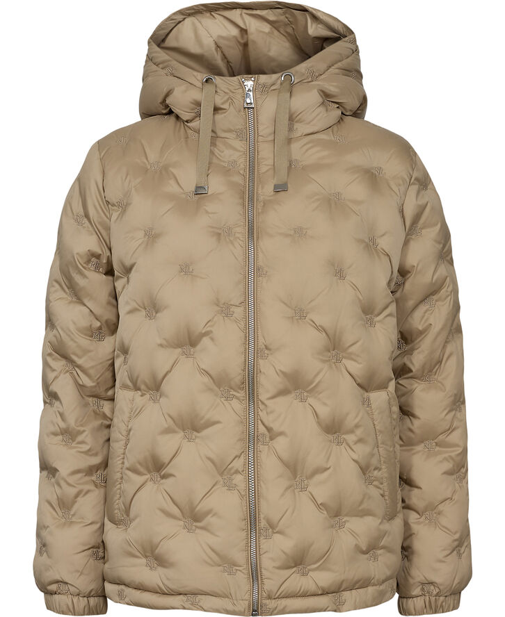 Lauren Ralph Lauren Logo Quilted Hooded Jacket Birch tan