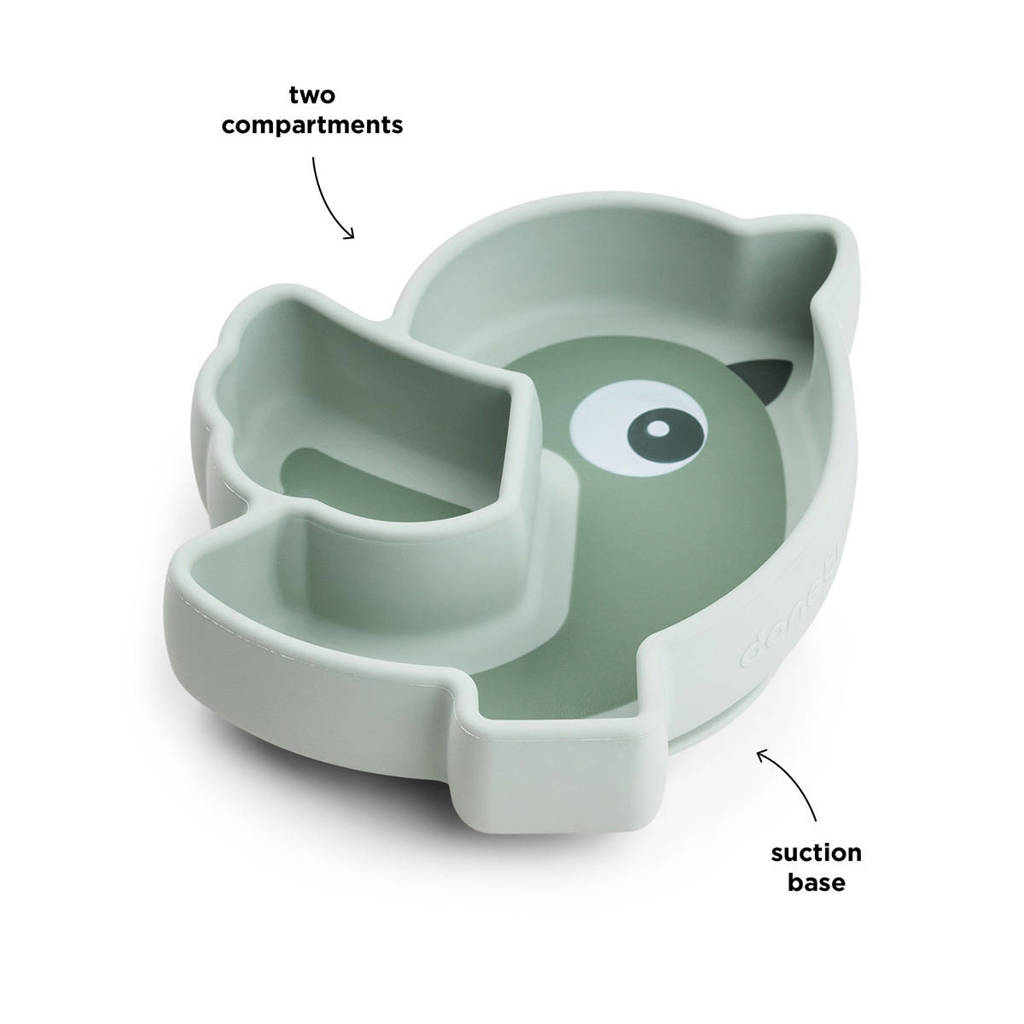 Silicone Stick&Stay snack plate Birdee Green