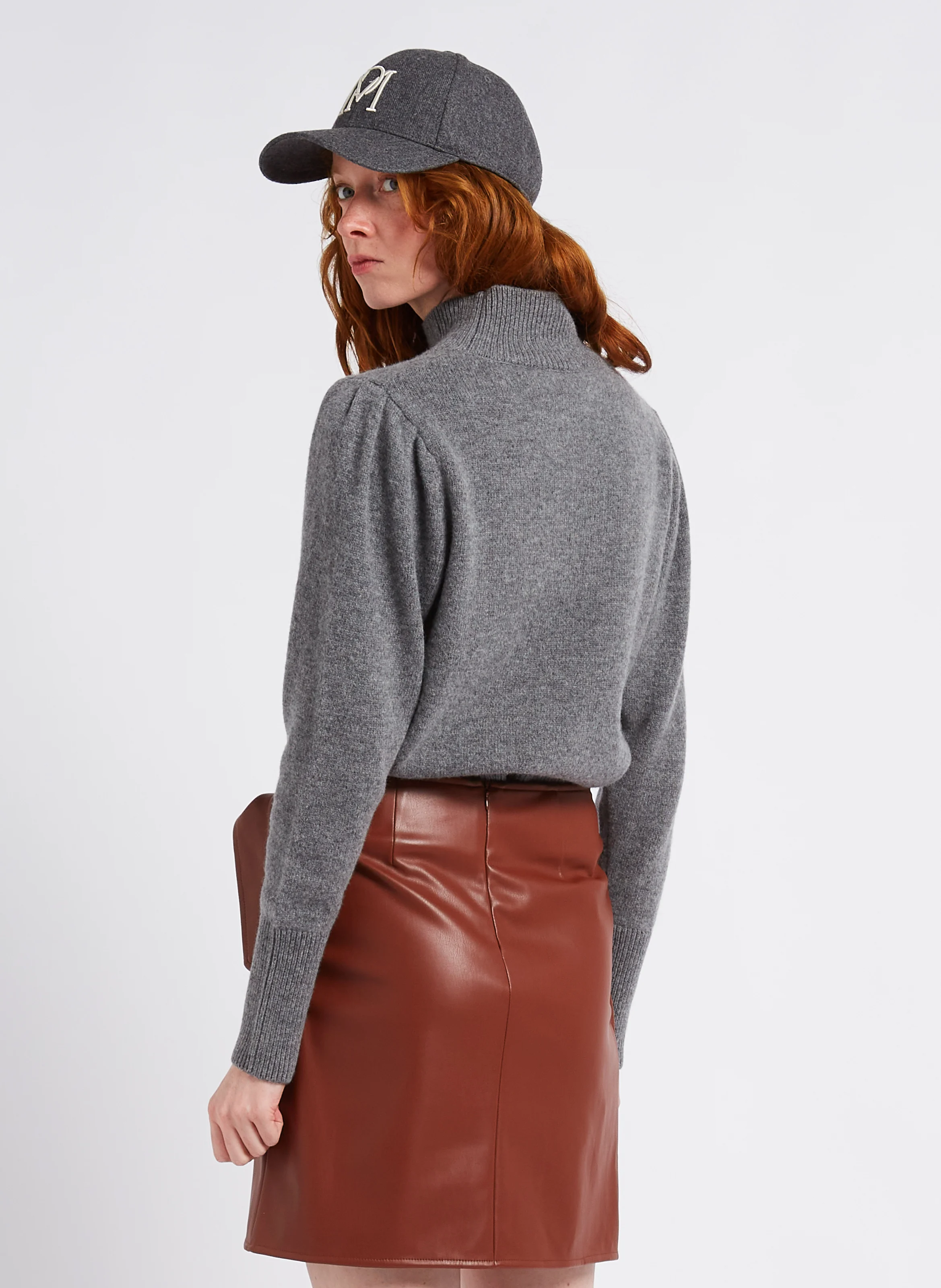 MATHIS - Pull droit col montant en laine et cachemire | Gris