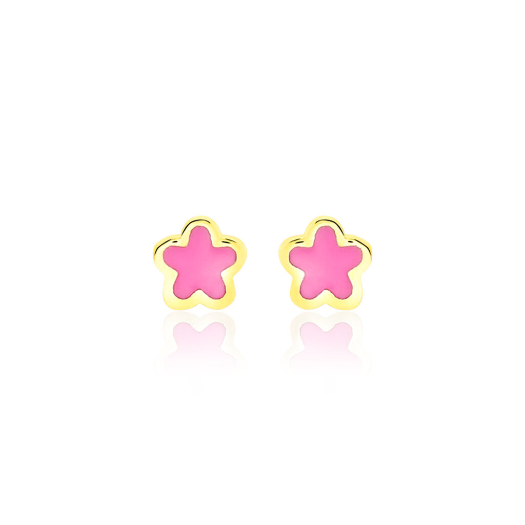 Boucles D'oreilles Puces Damia Fleur Or Jaune Nacre