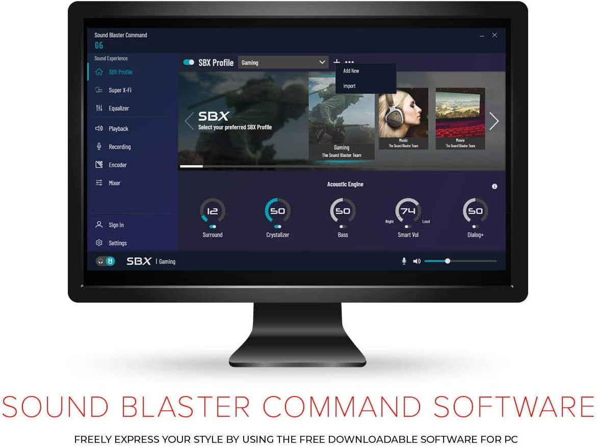 Sound BlasterX G6 Externe Soundkarte / 7.1 HD-DAC Verstärker für Gaming und Hi-Res Audio   Lautstärkeregler (70SB177000000) - Schwarz