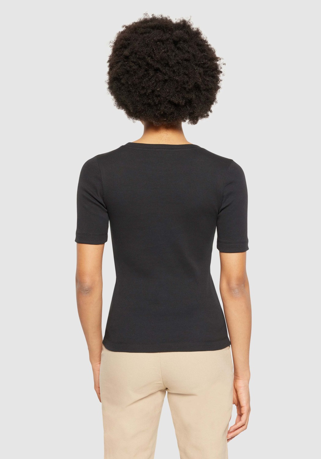 Knowledge Cotton Apparel Rib T-Shirt Black Jet