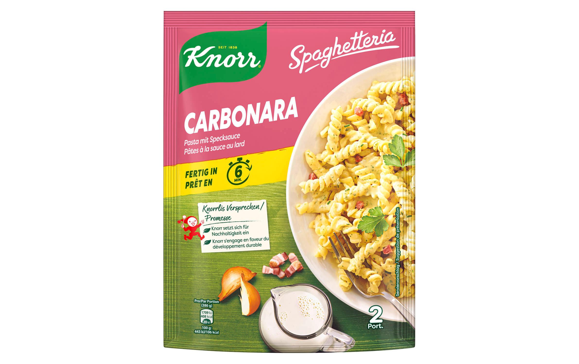 Spaghetteria Carbonara 2 PortionenFertiggericht mit Pasta und Specksauce