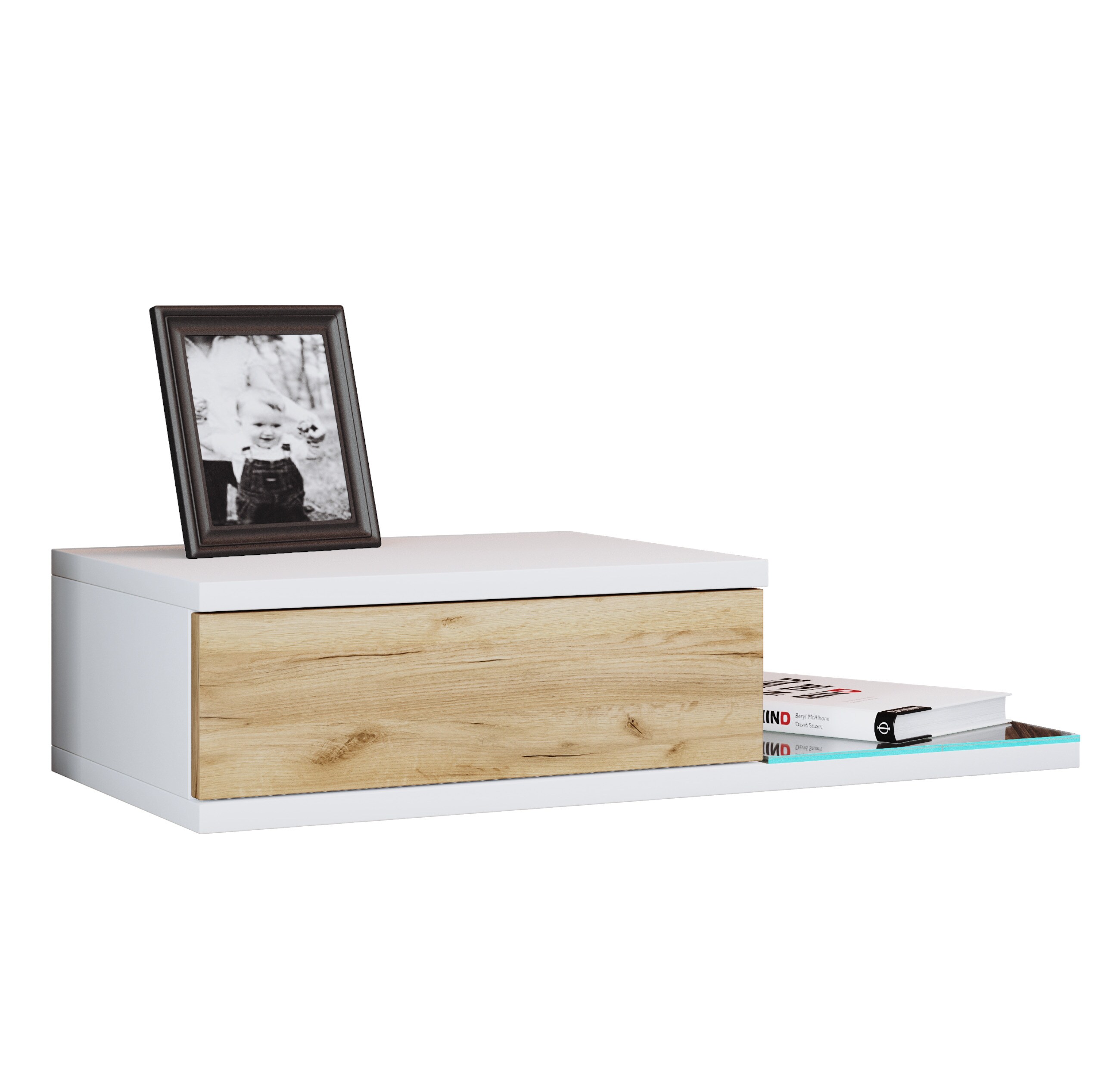 VCM Holz Wandschublade Nachtschrank Wandboard Schublade Konsole Nachttisch Konsila L