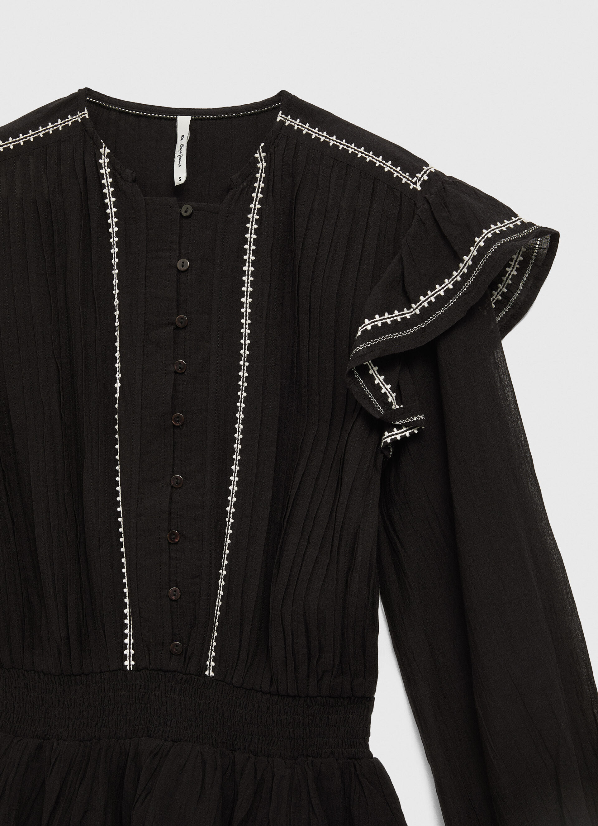 Mini vestido com detalhes bordados - preto