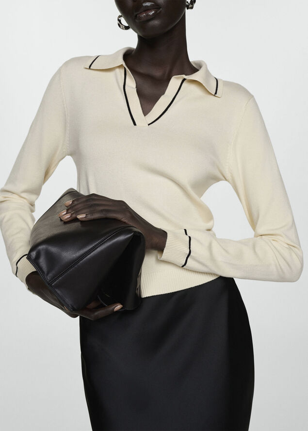 MANGO Knitted polo neck sweater Light beige
