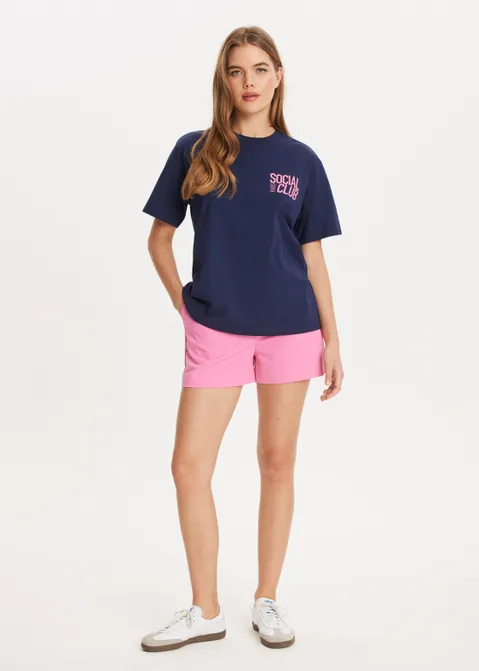 T-shirt met print social club blauw (BLW.D)