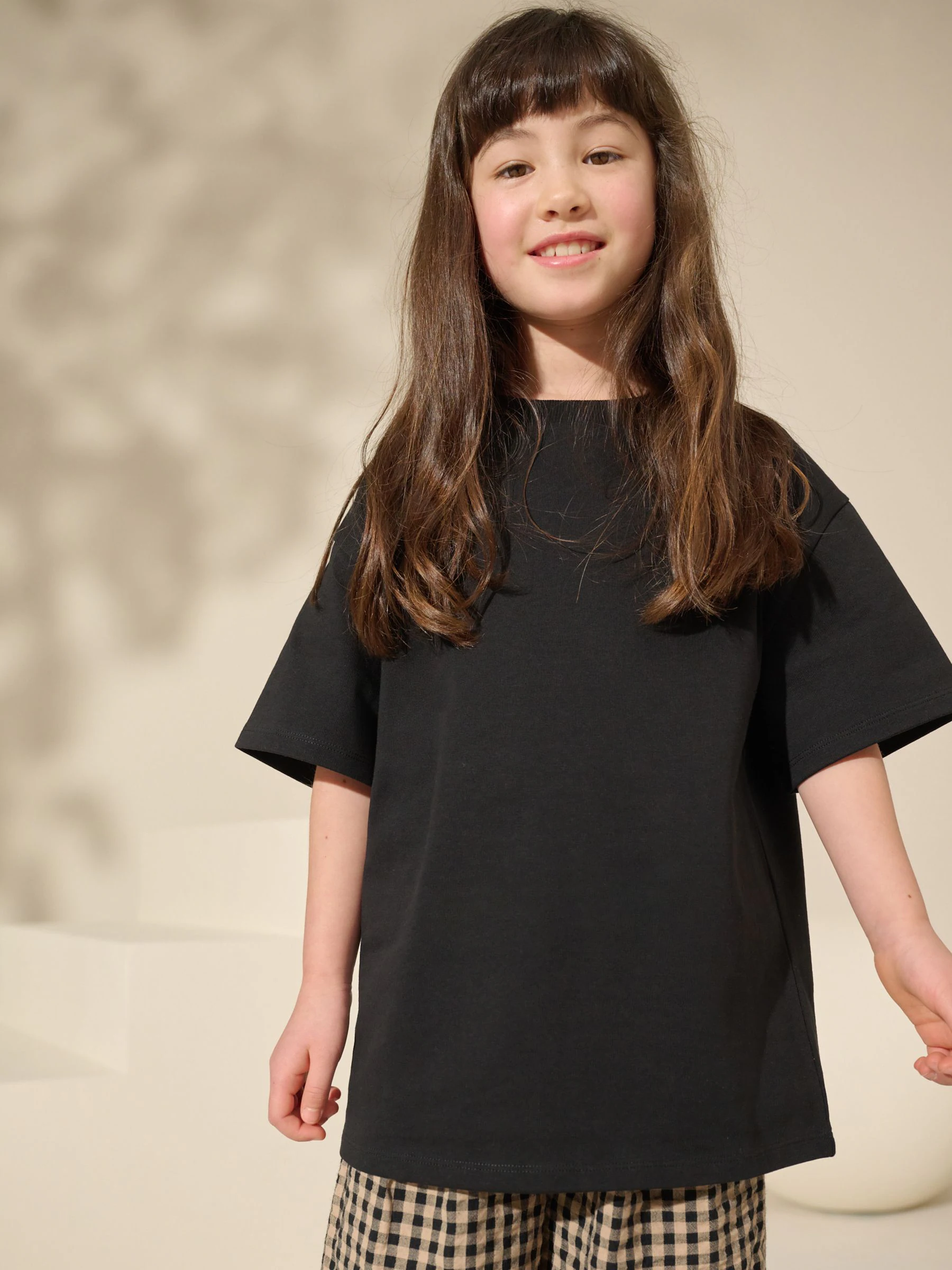 Zwart - Oversized zwaargewicht 100% katoenen T-shirt (3-16jaar)