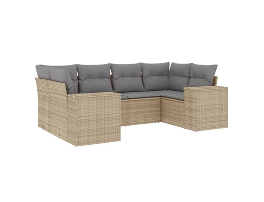 VIDAXL - Salon extérieur Salon de jardin avec coussins 6 pcs beige résine tressée