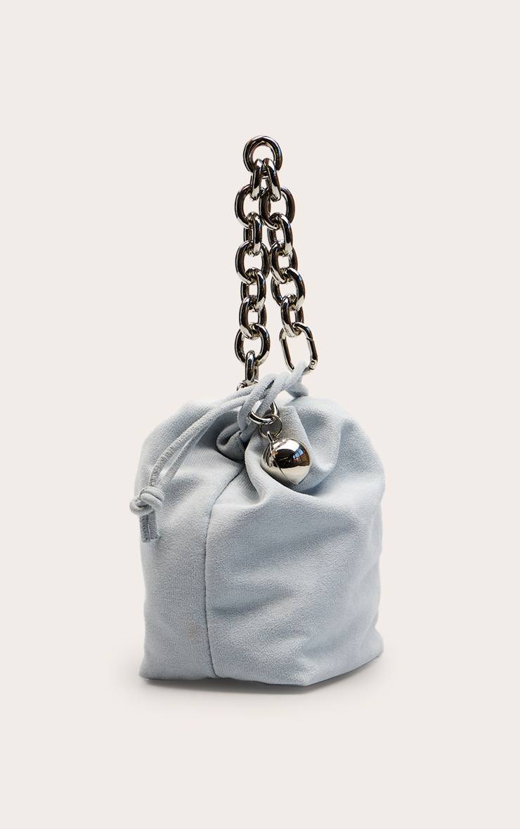 Bleu Poudré Sac Pochette À Perles Avec Chaîne En Synthétique