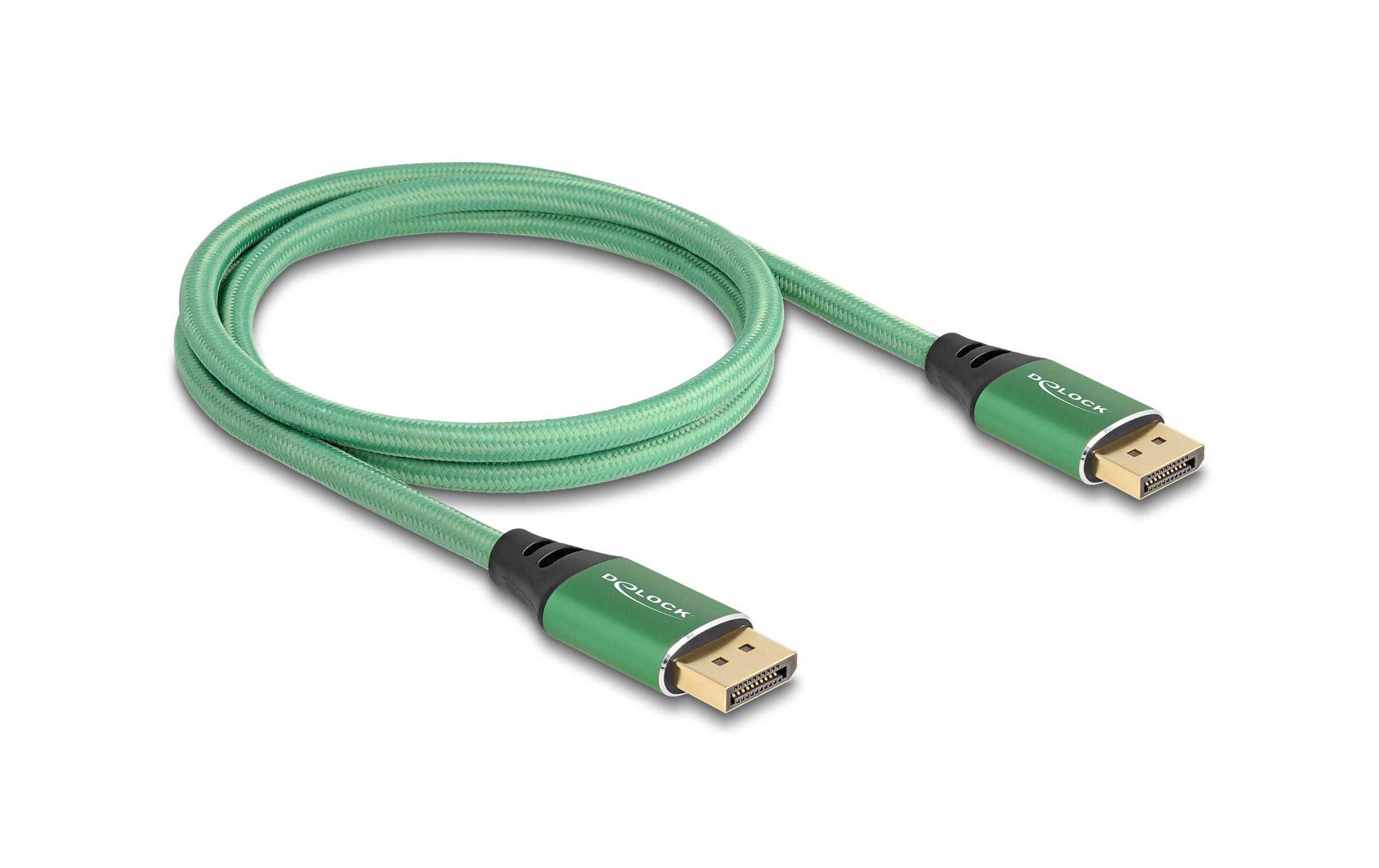Kabel 16K 60 Hz DisplayPort - DisplayPort, 1 m, GrünDelock DisplayPort Kabel 16K 60 Hz 1 m grün Metall