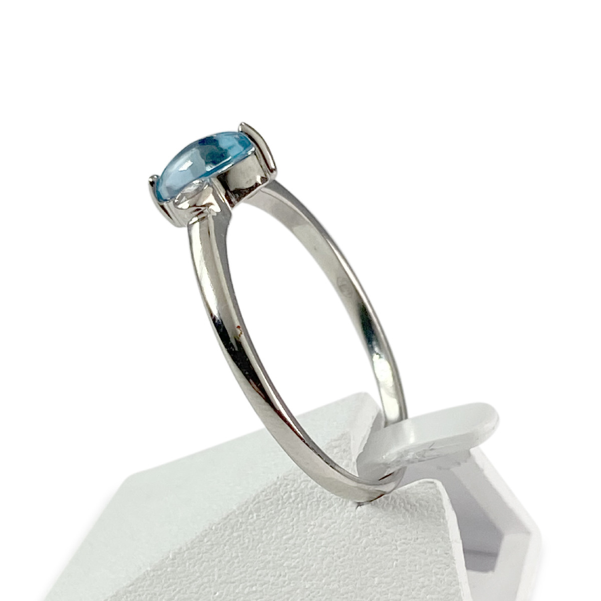 Duo bagues d'occasion or 375 blanc topaze bleue traitée et zirconia