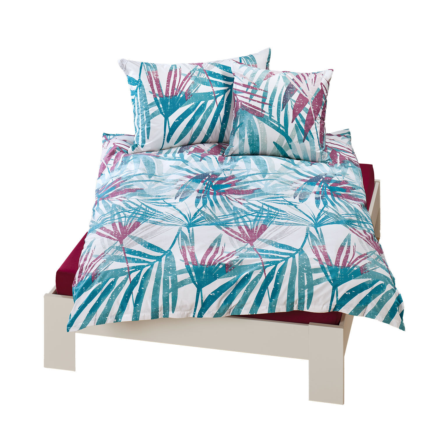 Bettwäsche mit sommerlichen Palmenblättern