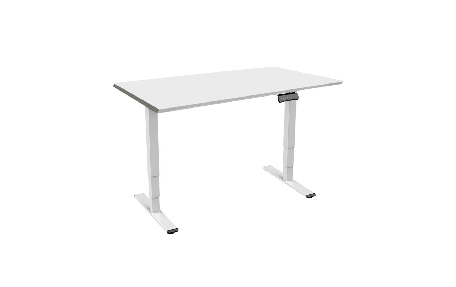 RAL 9016 1.8 x 0.8 m Weiss mit Grauer Tischplatte<br>Abwechslungsreiches Arbeiten im Stehen und Sitzen