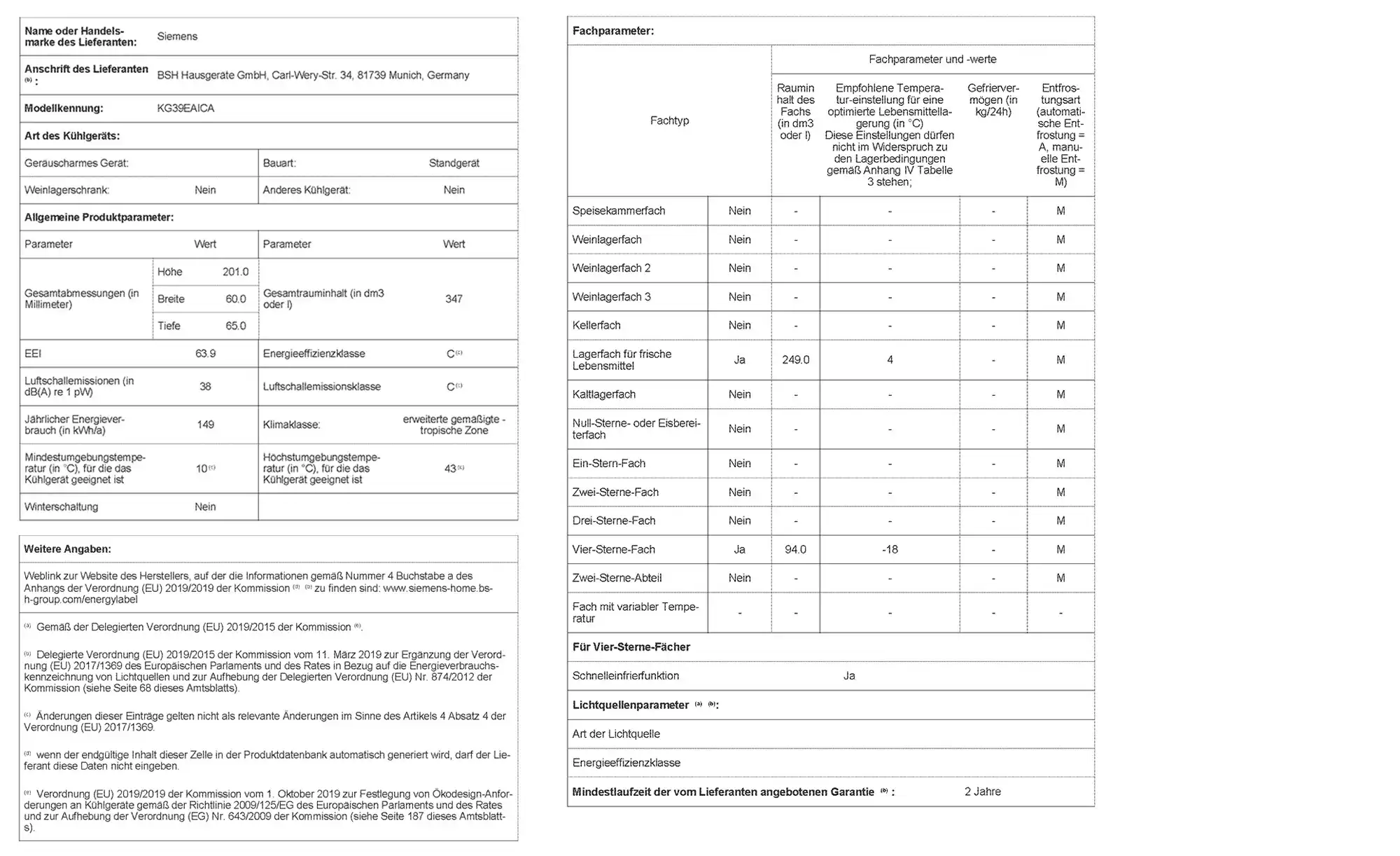 SIEMENS Kühl-Gefrier-Kombination KG39EAICA