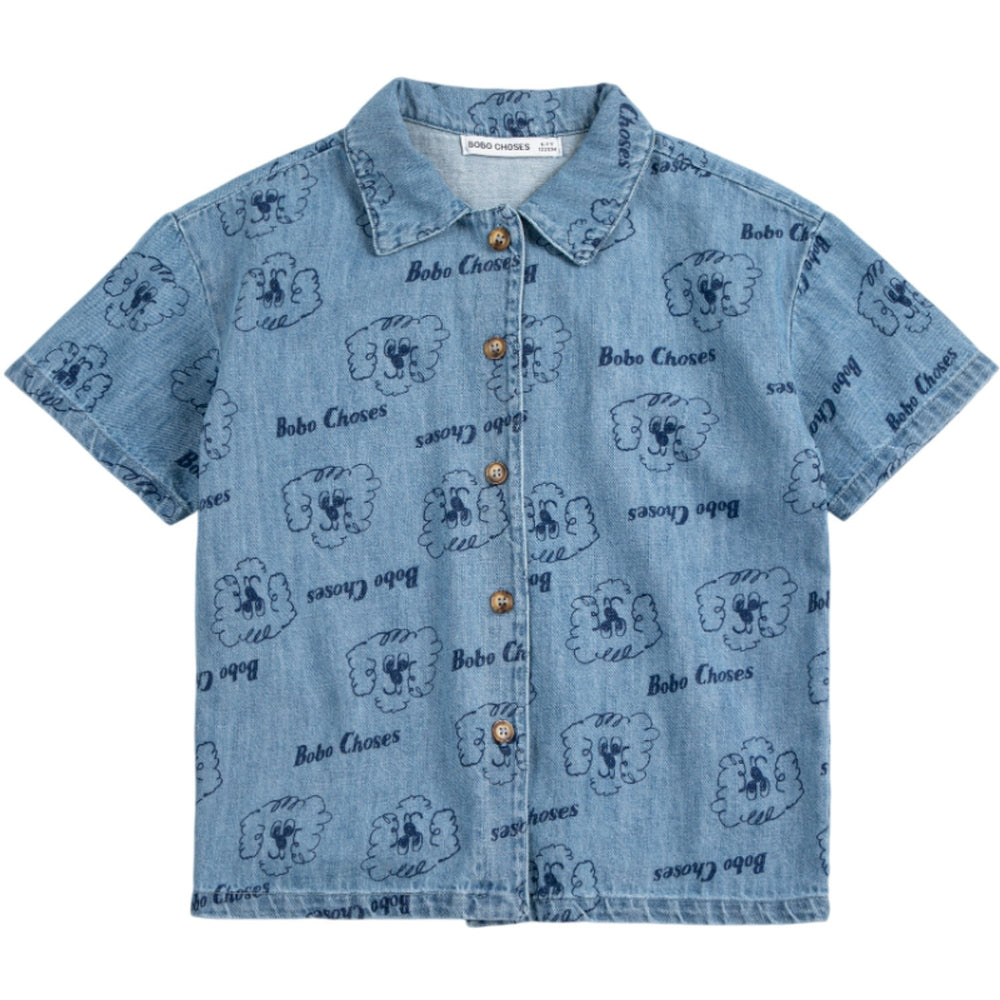 Køb Bobo Choses Prussian Blue Pickle The Dog All Over Denim Skjorte