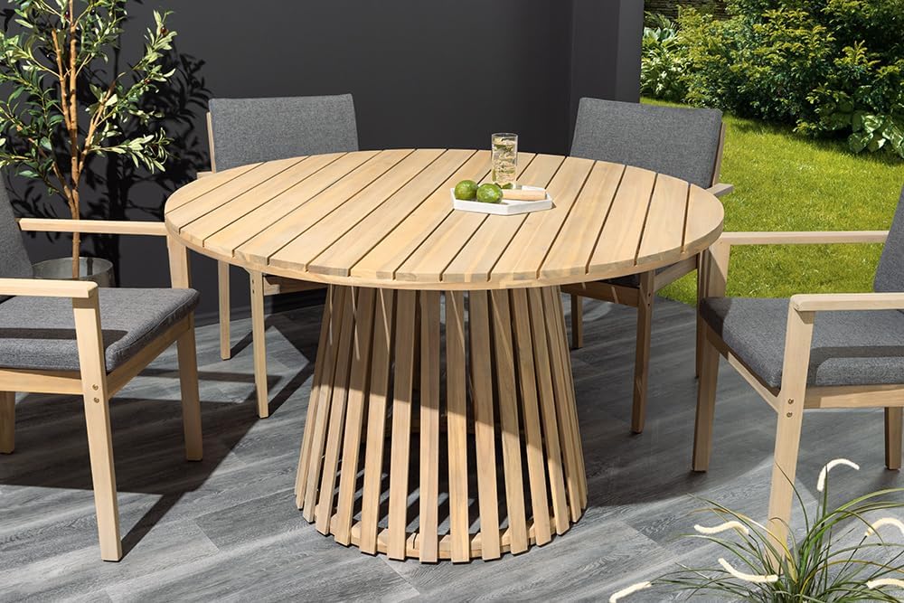 Runder Gartentisch KOPENHAGEN - 120cm - Natur Akazie Massivholz - Outdoor wetterfest