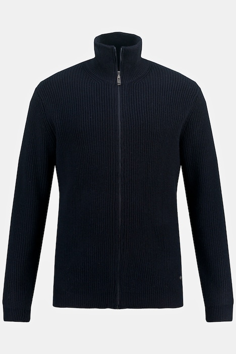 Strickjacke, Wollmix, Patentstrick, Stehkragen, Zipper