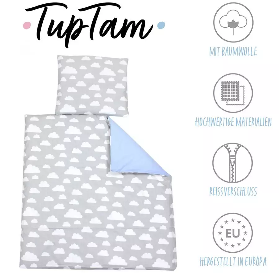 TupTam Unisex Baby Bettwäsche Wiegenset 4-teilig blauweiß