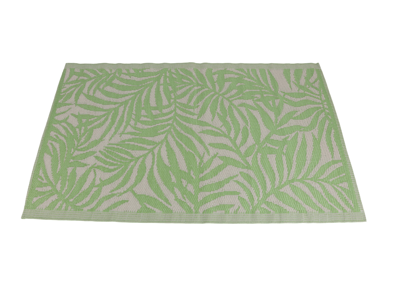 Outdoor-Teppich Blätterranke 150x90cm Hellgrün/Natur