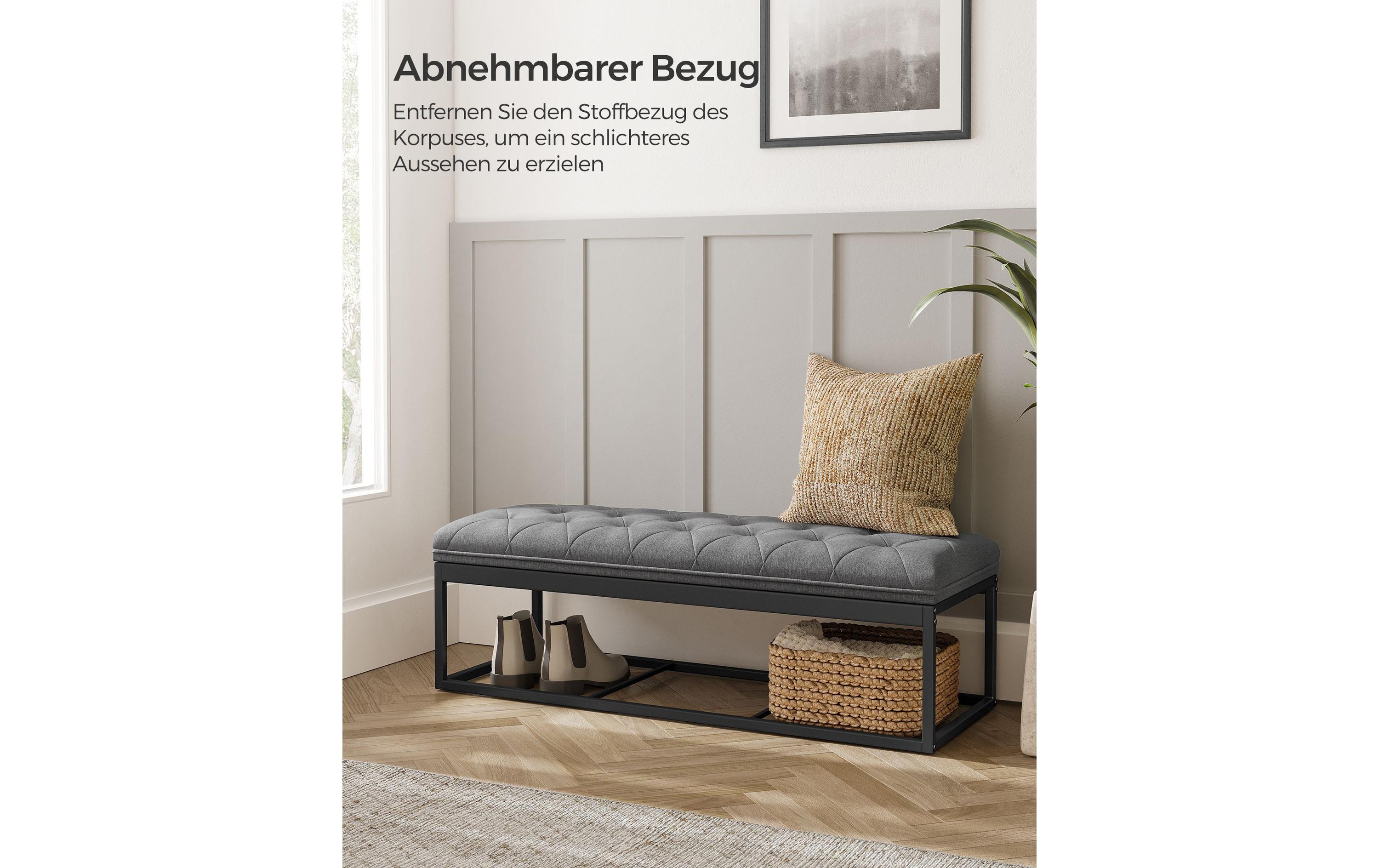 Sitztruhe Ottomane mit Stauraum 110 x 40 cm, Grau<br>Sitzbank