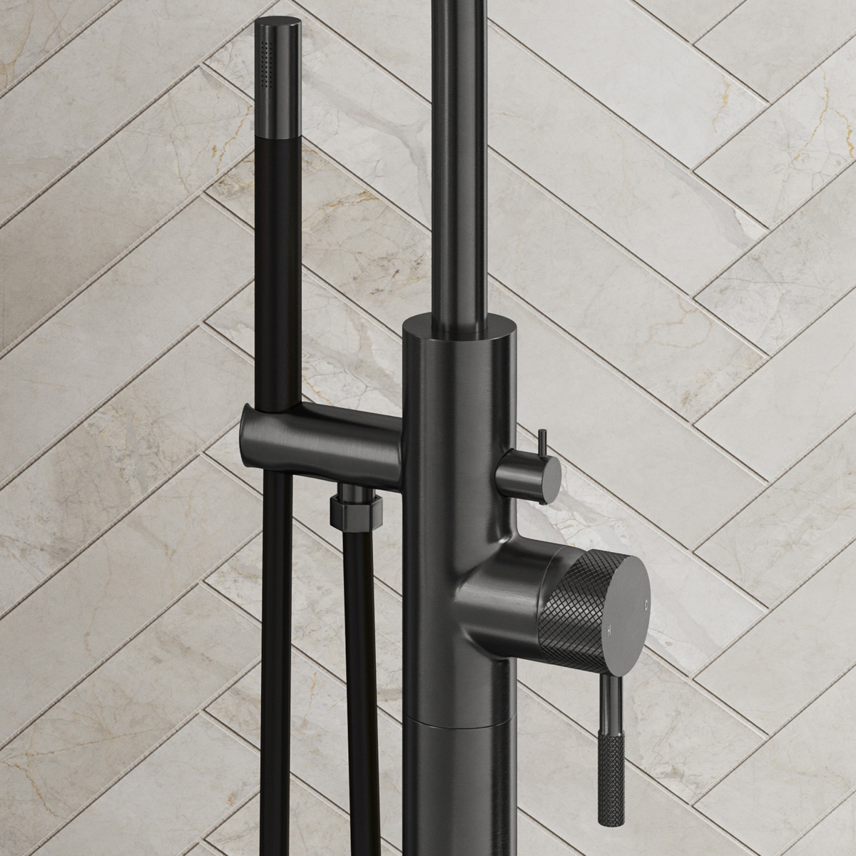 Saniclear Iron Curved Pro vrijstaande badkraan verouderd ijzer - gunmetal