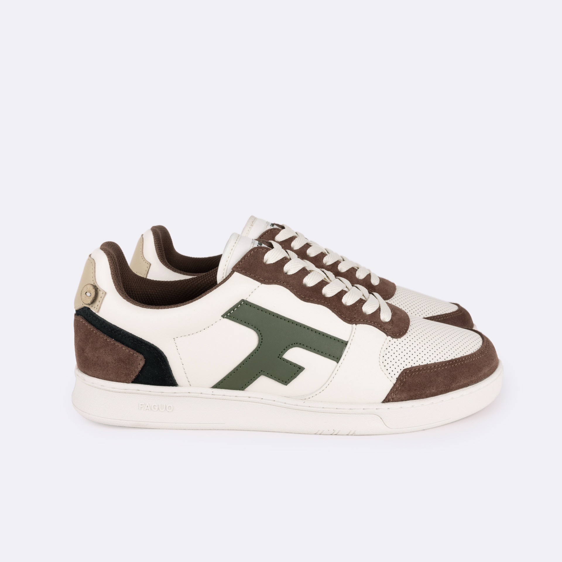 Baskets écrue & marron cuir suède - modèle Hazel