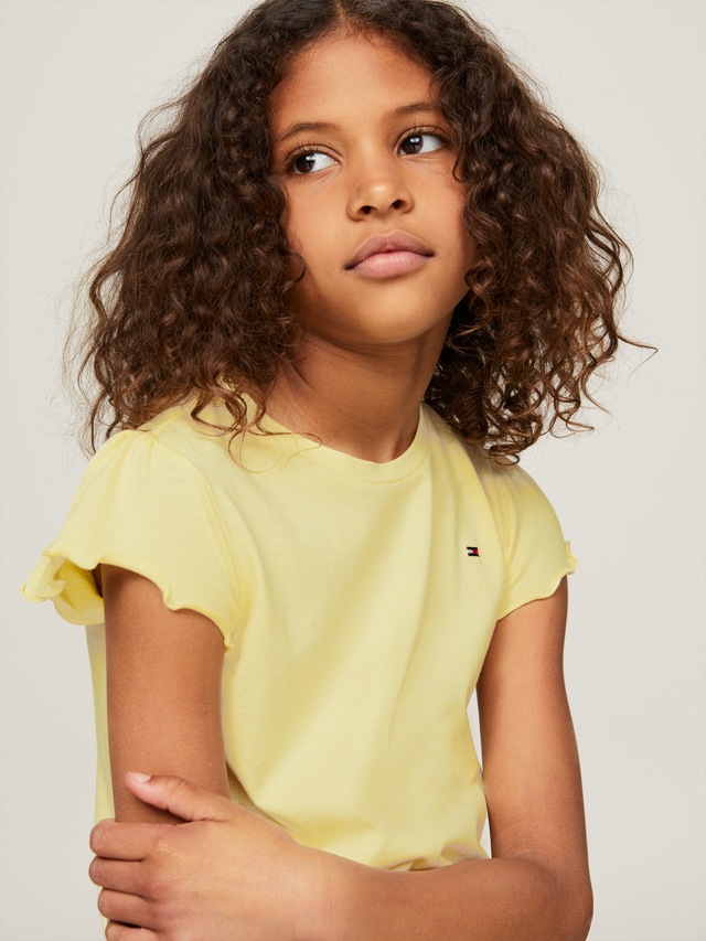 Tommy Hilfiger T-Shirt »ESSENTIAL RUFFLE SLEEVE TOP« mit gewelltem Ärmelabschluss