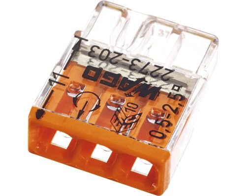 Wago 2273-203 COMPACT aansluitdoosklem 2,5 mm² 3-aderige oranje insteekklem 100 stuks