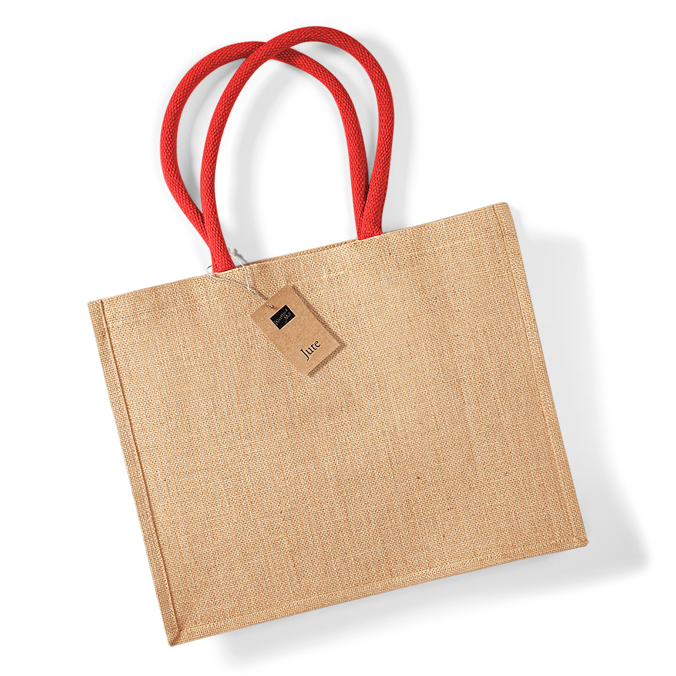 Westford mill WM412 - Petit Sac en Toile de Jute - poignées en coton - dimensions 26x22x14cm
