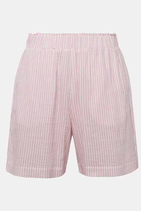 Shorts, Wide Legs, Musselin, Streifen, Elastikbund