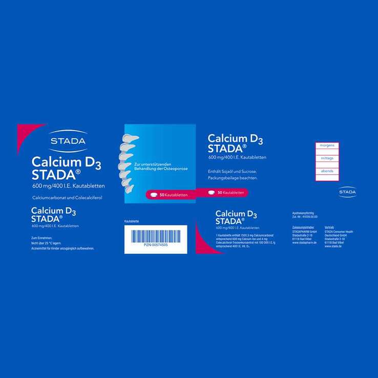 Calcium D3 STADA® 600 mg/400 I.E. Kautabletten, 50 St