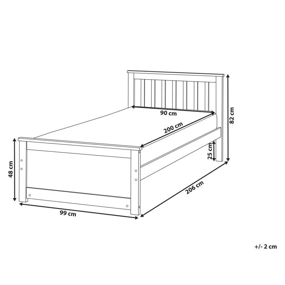 OLENDON - Eenpersoonsbed - Lichtbruin - 90 x 200 cm - Dennenhout