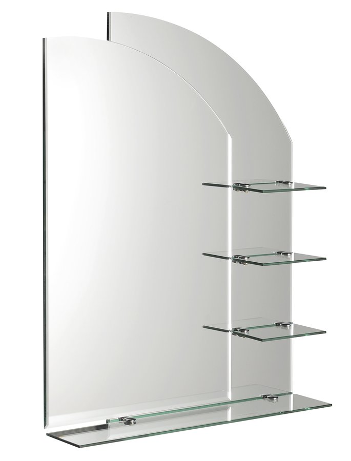 Aqualine Wega spiegel met bogen en planchets 65x90cm