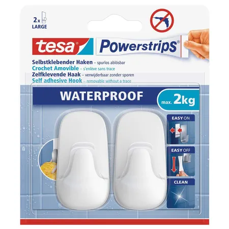 tesa Powerstrips Haken Waterproof L Kunststoff weiß