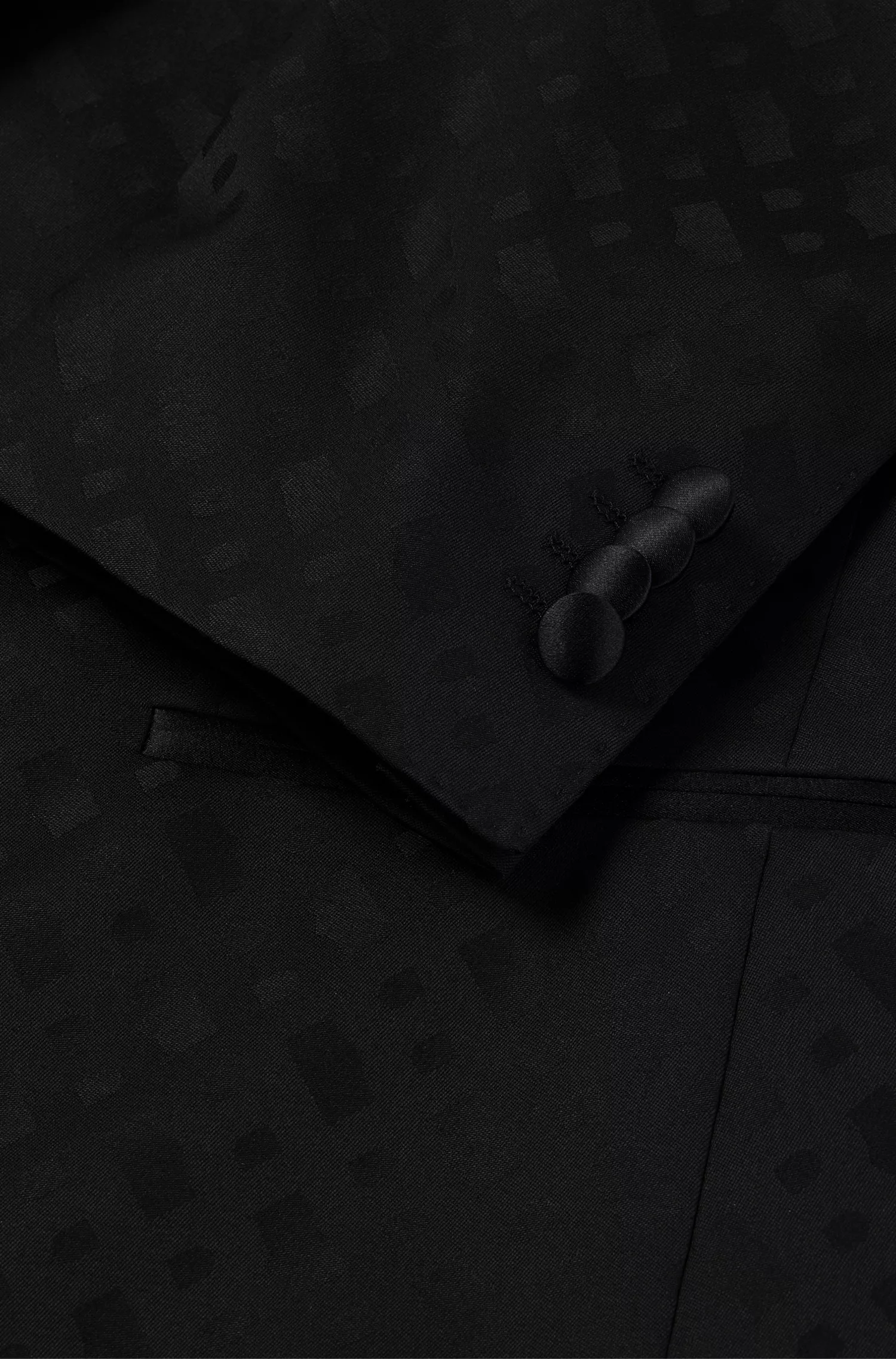 Smoking BOSS preto slim-fit em mistura de lã virgem