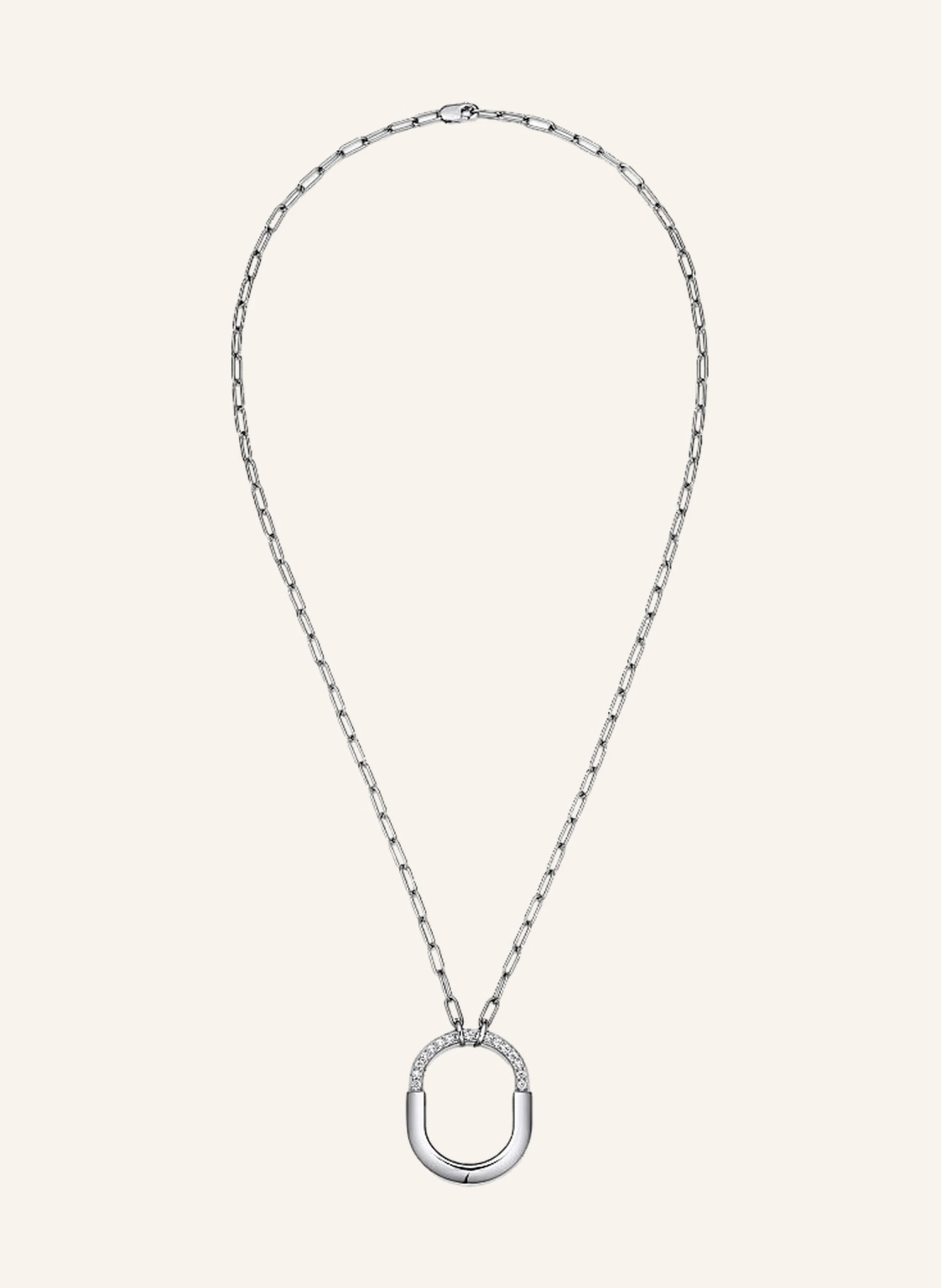 TIFFANY & Co. Tiffany Lock ANHÄNGER aus 18 Karat Weißgold mit Diamanten im runden Brillantschliff.