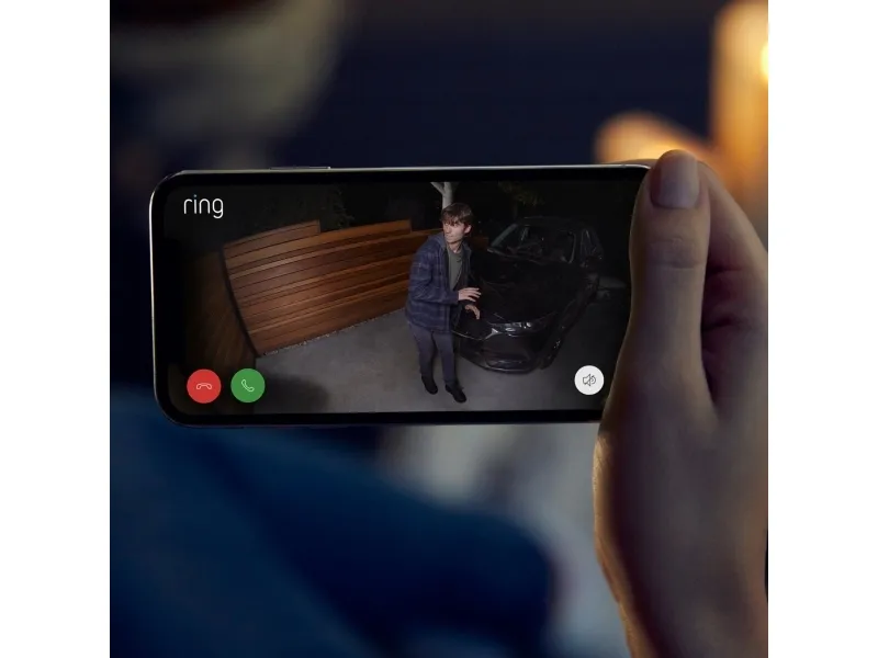Ring Spotlight Cam Plus Plug-In - Netværksovervågningskamera - udendørs - vejrfast - farve (Dag/nat) - 1080p - audio - trådløs - WiFi