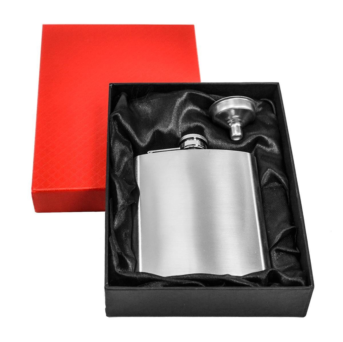 Flachmann-Set Geschenkbox Edelstahl 210 ml mit Trichter rostfrei Einfülltrichter