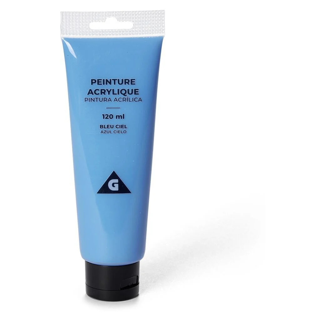 Tube peinture acrylique 120ml bleu ciel
