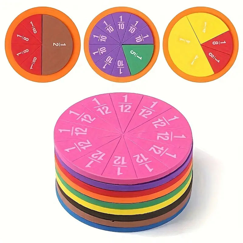 (9er Set) Magnetisches Mathematik Spielzeug Bruchrechnen Pädagogisches Montessori Zahlen Lernspiel - Bunt