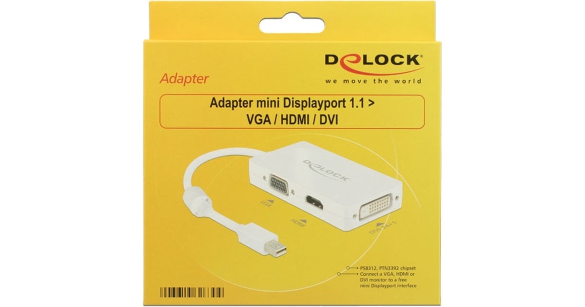 DeLOCKAdapter Mini DisplayPoort naar VGA/HDMI/DVI  (Wit, 62630, 0,16 meter)