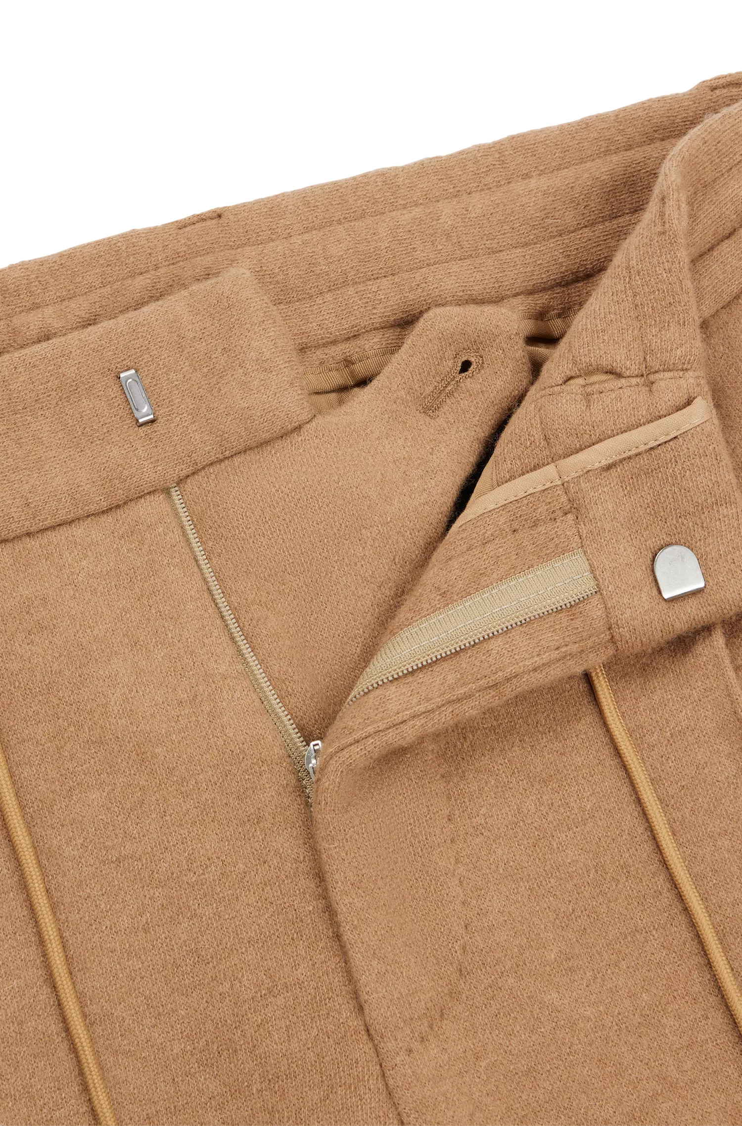 Calça BOSS Camel-Slim-fit em mistura de pelo de camelo