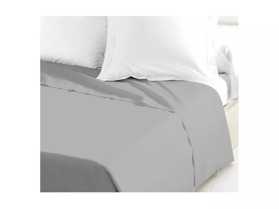 Drap Plat 100% coton 180 x 290 cm gris clair