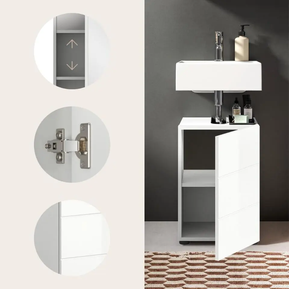Hioshop Vira wastafel 1 deur wit hoogglans- wit