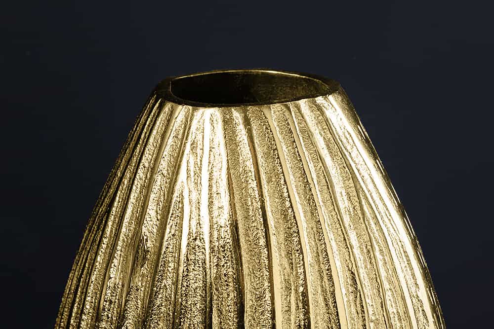 Moderne Vase ELEGANCE 35cm gold antik Metall Hammerschlag Design