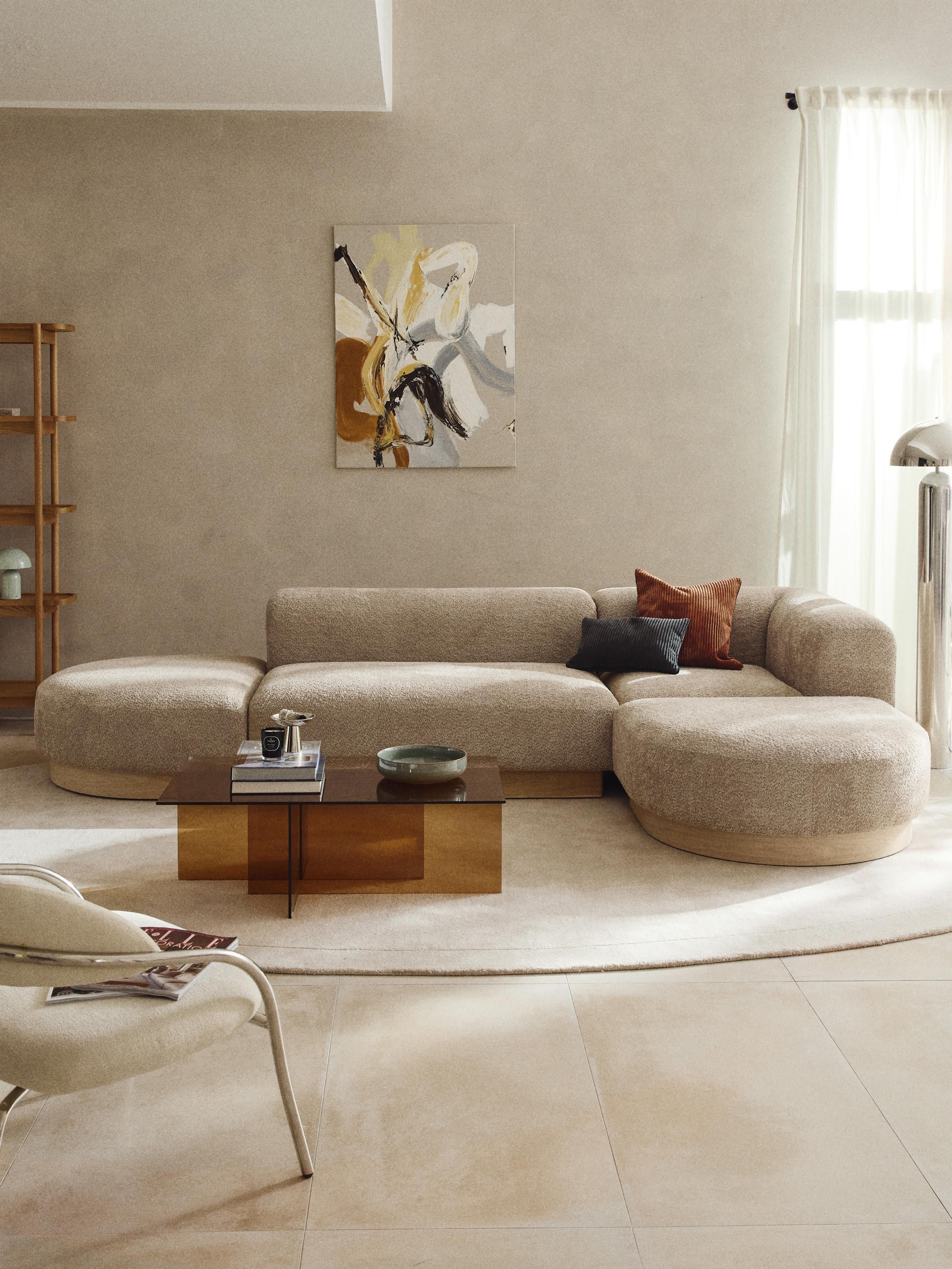 Modulaire hoekbank Natalie van teddy-bouclé