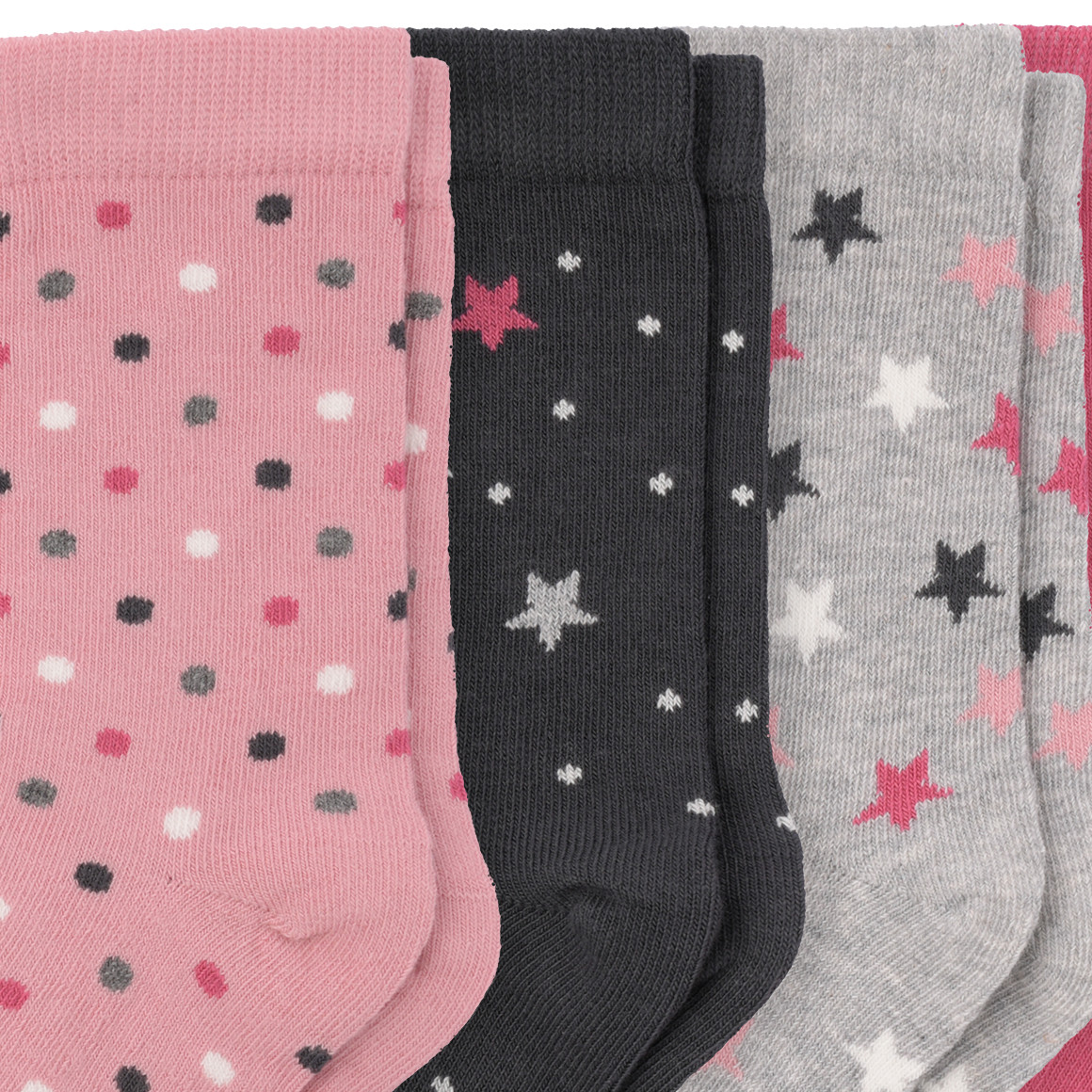 Topolino 5 Paar Mädchen Socken im Set grau / rosa