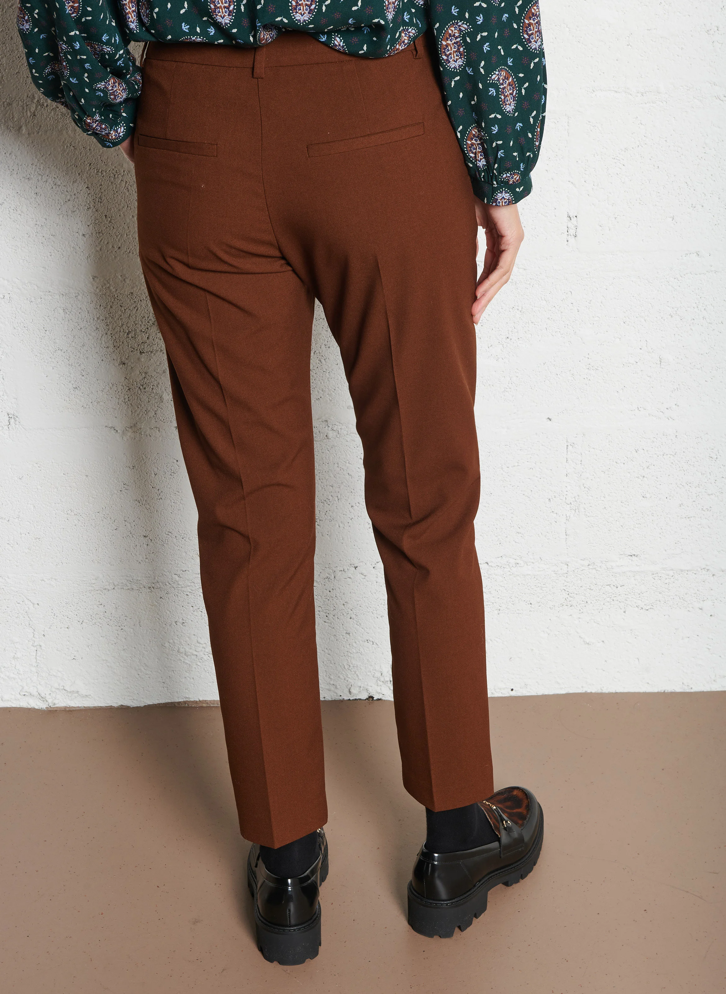 Pantalon à pinces| Marron